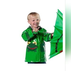 Kidorable Green frog Polyester raincoat for kids Size 2T